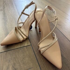 Apt. 9 Tyraa Beige Bling Pointed Slingback Heels